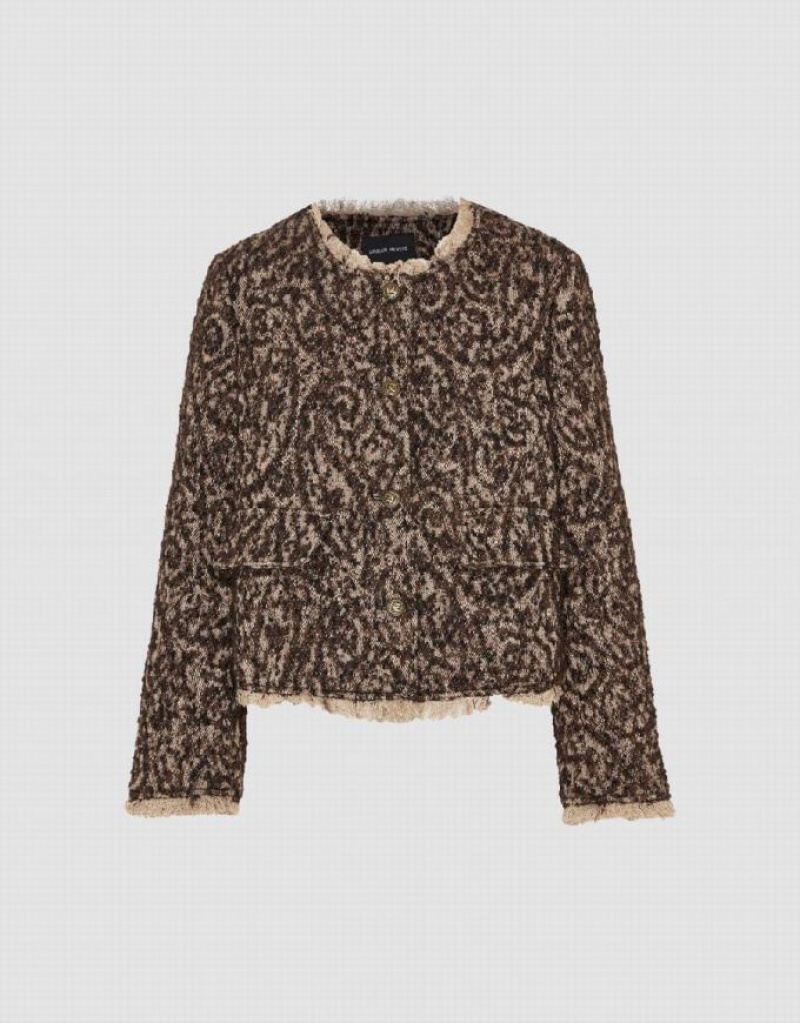 Coffee Urban Revivo Raw Hem Women's Down Jackets | OBNPVL-025
