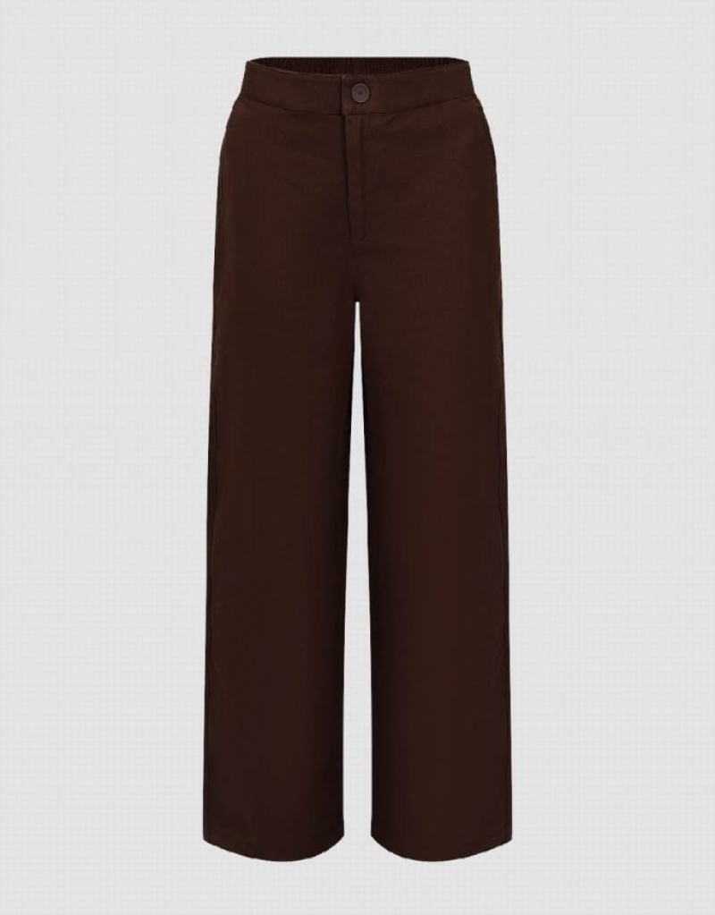 Coffee Urban Revivo Straight Women\'s Pants | GXTWLQ-354