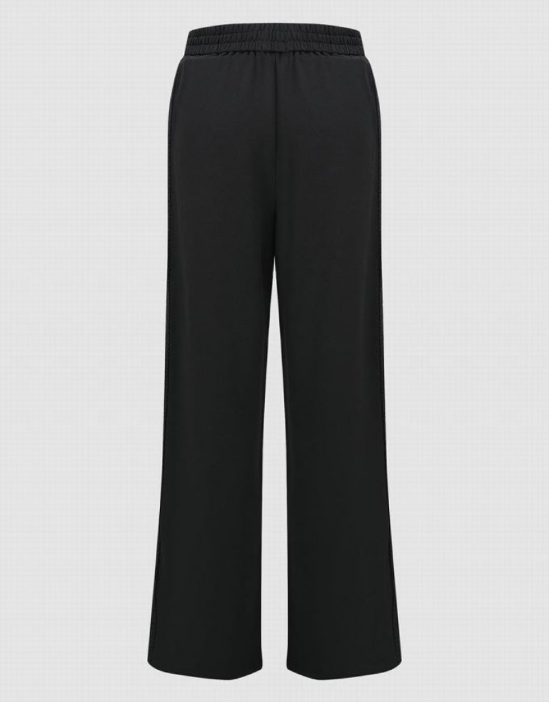 Dark Grey Urban Revivo Elastic Waist Knitted Wide-Leg Women's Pants | RWQSBU-629