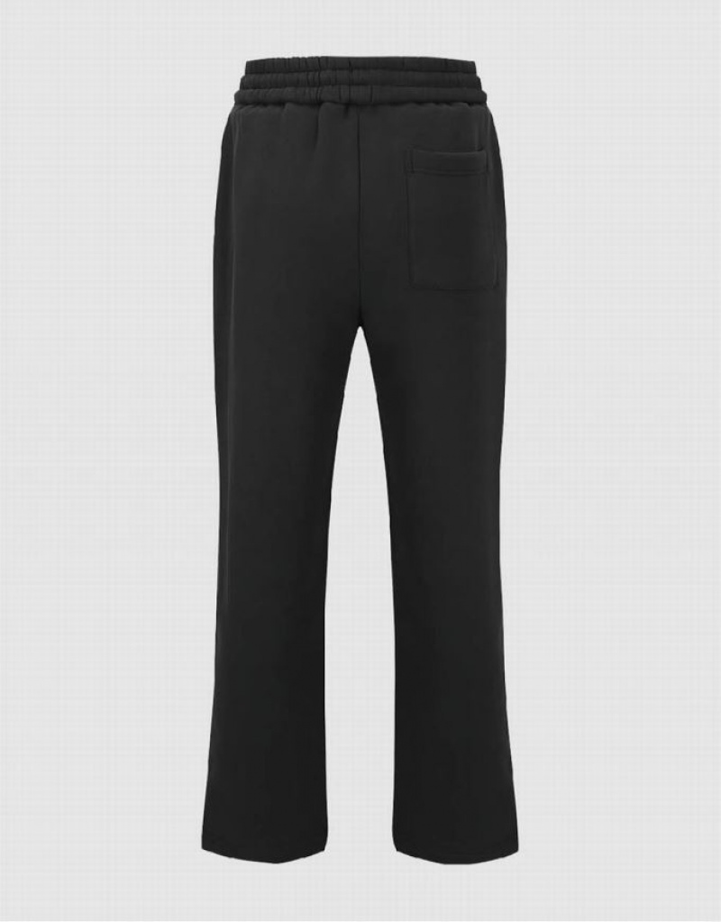 Dark Grey Urban Revivo Elastic Waist Knitted Straight Men's Pants | DYBGHL-079