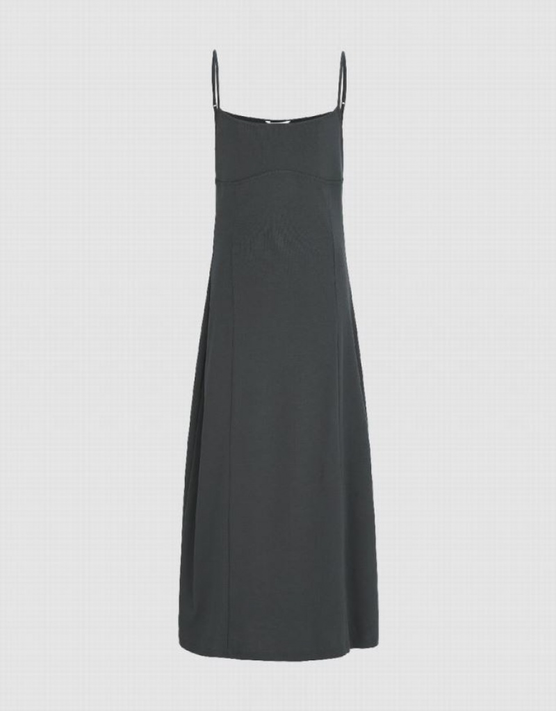 Dark Grey Urban Revivo Off-Shoulder Skinny Cami Women\'s Dress | MHBJFV-034