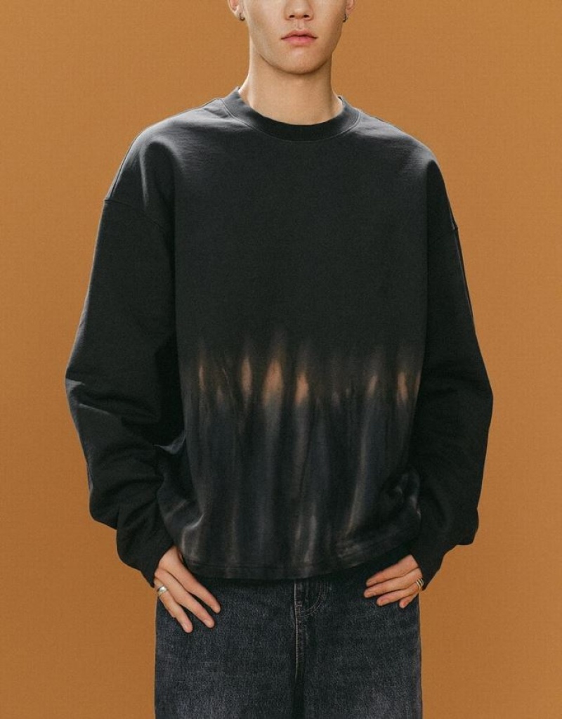 Dark Grey Urban Revivo Printed Crew Neck Loose Men's T-Shirts | OZTVCB-345