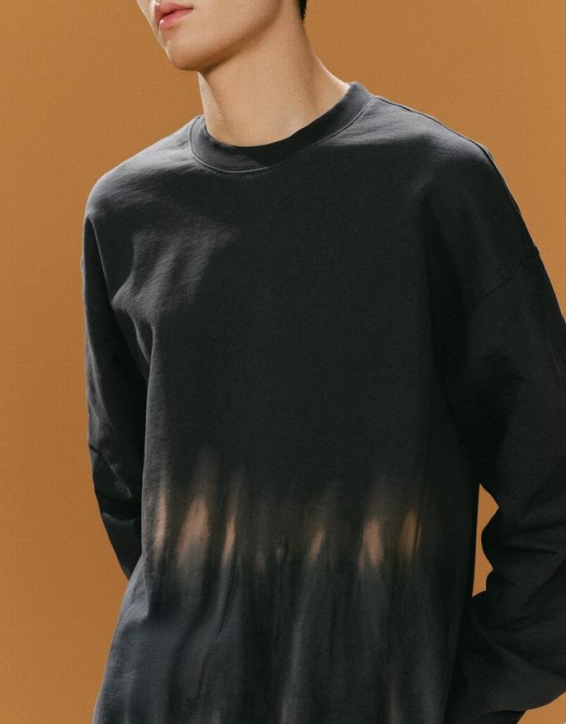 Dark Grey Urban Revivo Printed Crew Neck Loose Men's T-Shirts | OZTVCB-345
