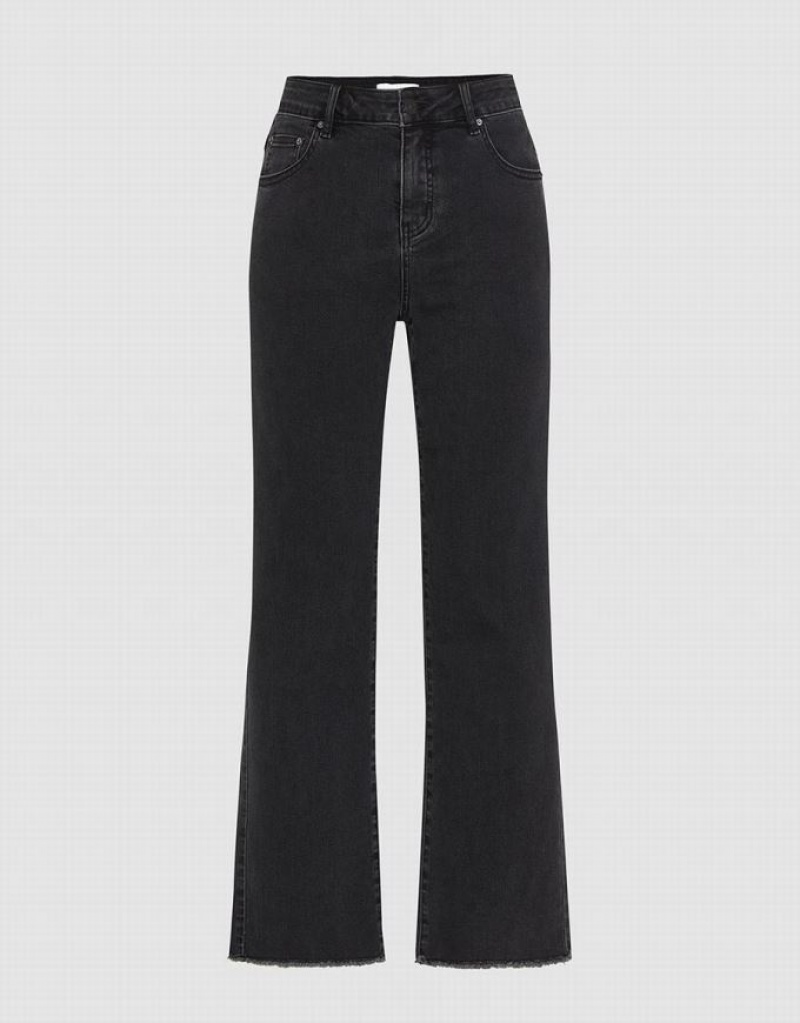 Dark Grey Urban Revivo Raw Hem Straight Women\'s Jeans | YISVLC-073