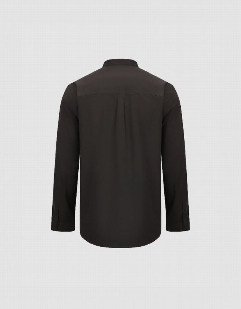 Dark Grey Urban Revivo Standard Sleeve A-Line Men's Shirts | TKUOMS-613