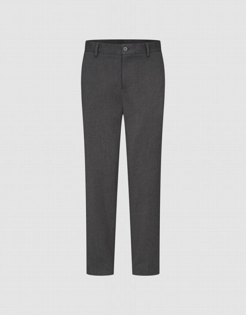 Dark Grey Urban Revivo Tailored Straight Men\'s Pants | JIYWBT-496