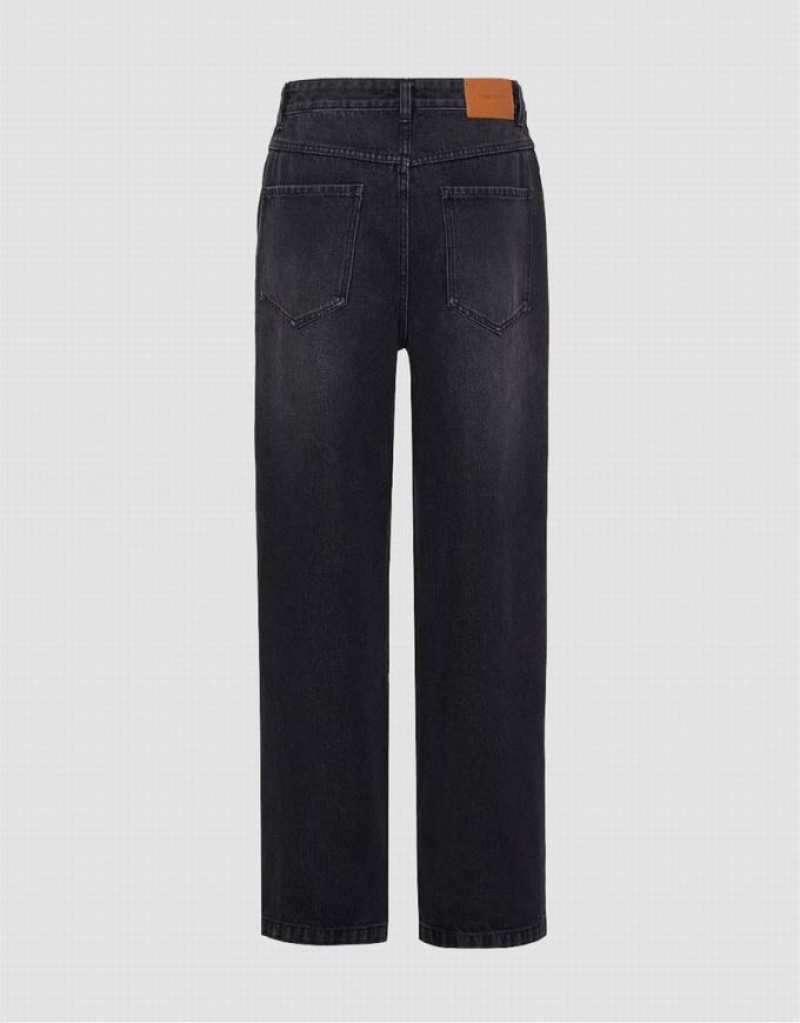 Dark Grey Urban Revivo Wide-Leg Men's Jeans | FHRLVA-293