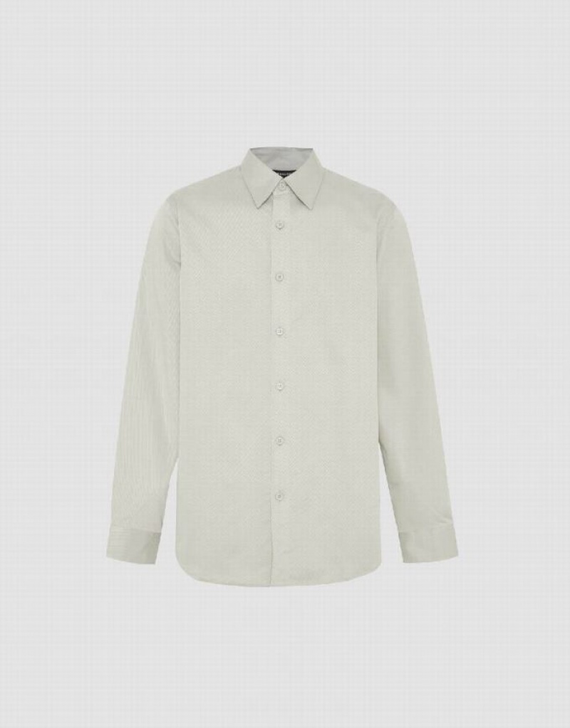 Green Urban Revivo Button Up Loose Men's Shirts | AYLBST-736