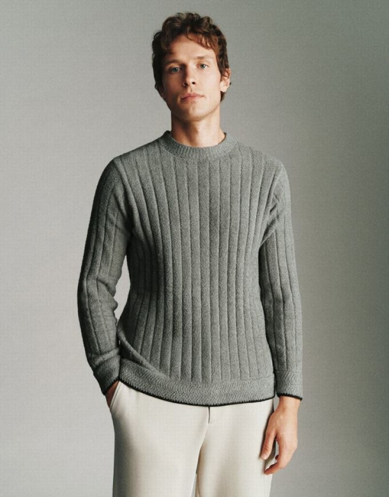 Green Urban Revivo Crew Neck Knitted Men\'s Cardigan | MNLIJT-615