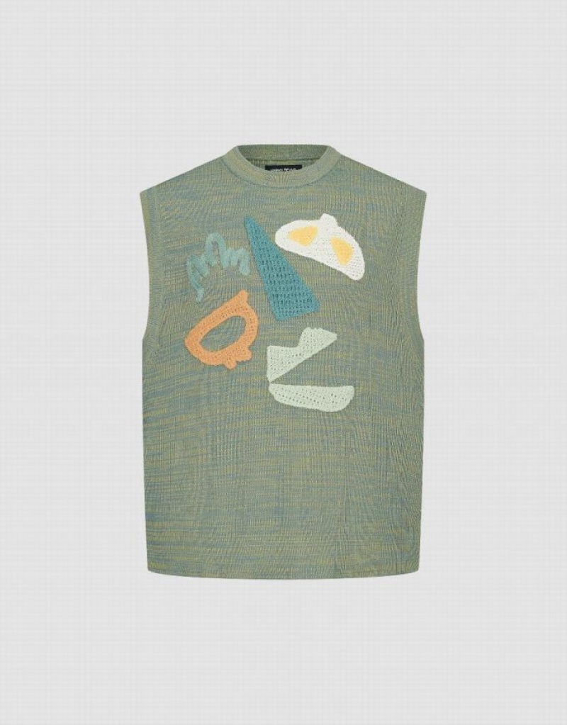 Green Urban Revivo Crew Neck Knitted Men's Cardigan | XVAIDY-135
