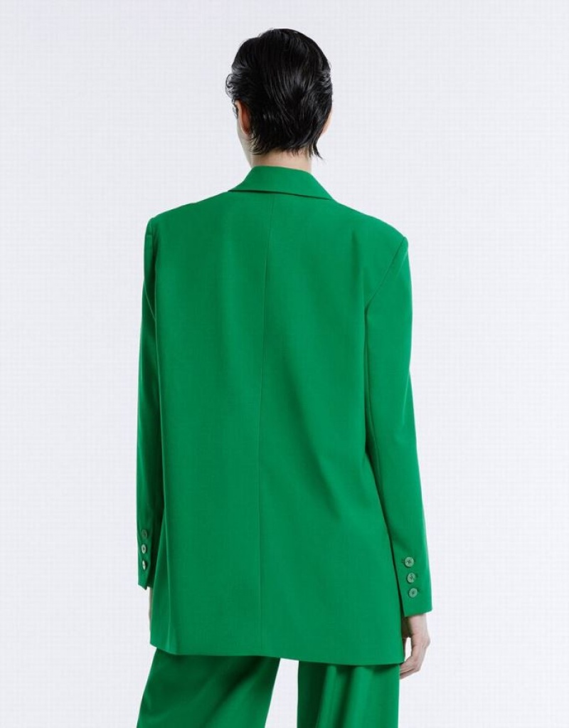 Green Urban Revivo Double Breasted Women's Blazers | UACHWZ-126