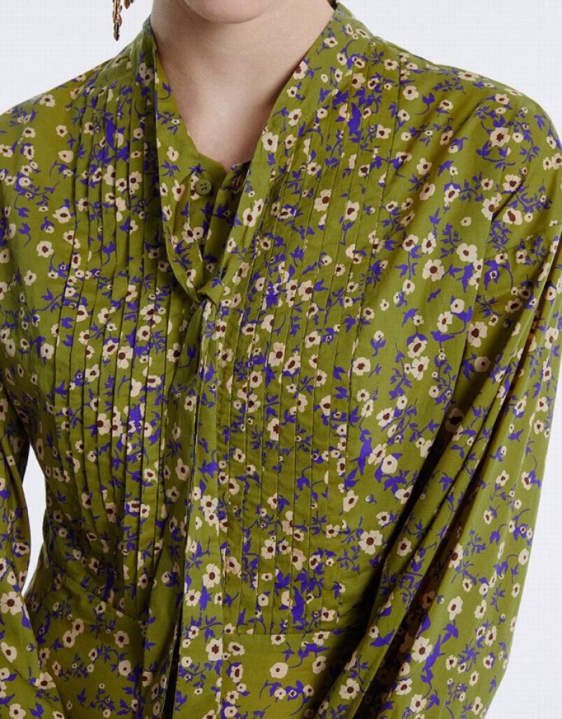 Green Urban Revivo Floral Midi Women's Midi Dress | YVTLEQ-692