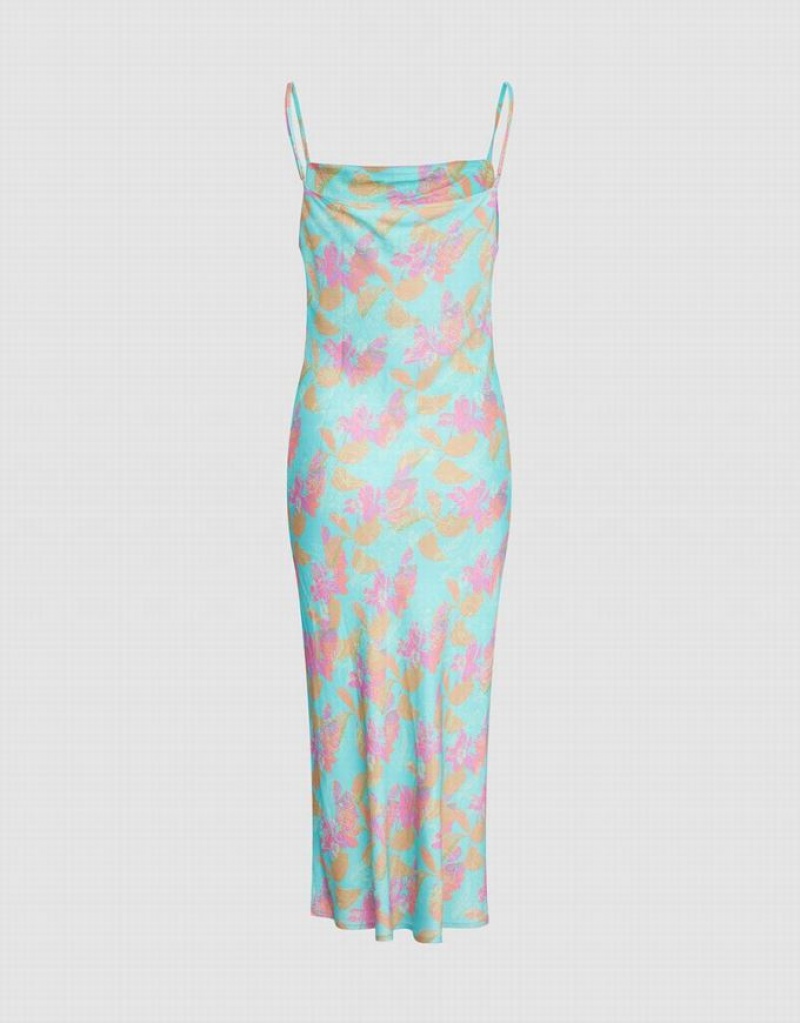 Green Urban Revivo Floral Print Cami Women's Dress | XRYEQA-976