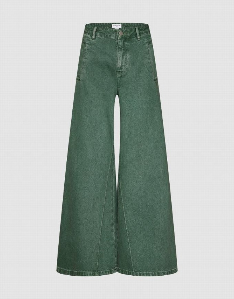 Green Urban Revivo Gradient Wide-Leg Women\'s Jeans | BLEJMK-260