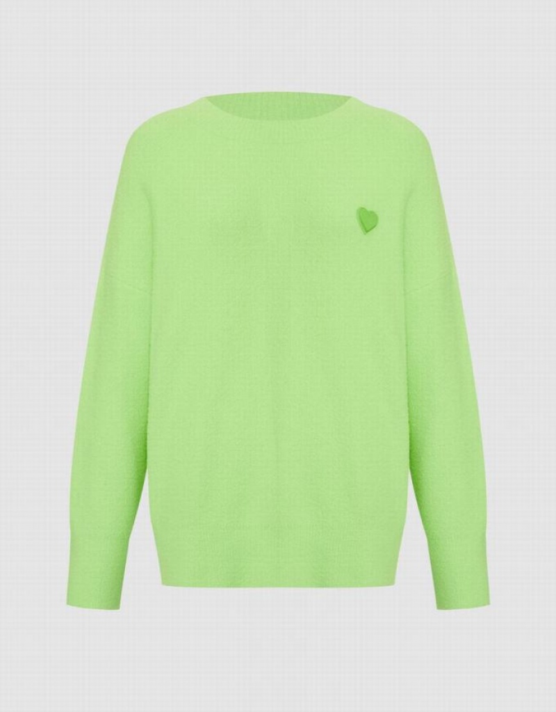 Green Urban Revivo Heart Detail Oversized Women\'s Sweaters | FIYGSA-295