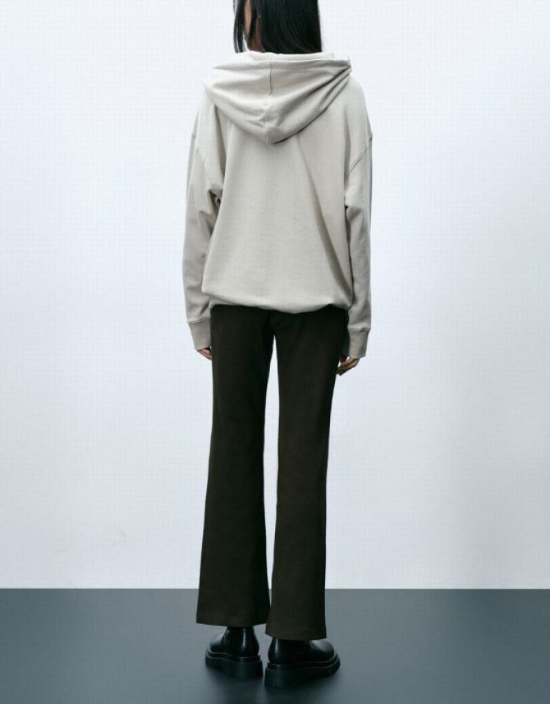 Green Urban Revivo Knitted Flare Women's Pants | SJGPVU-706