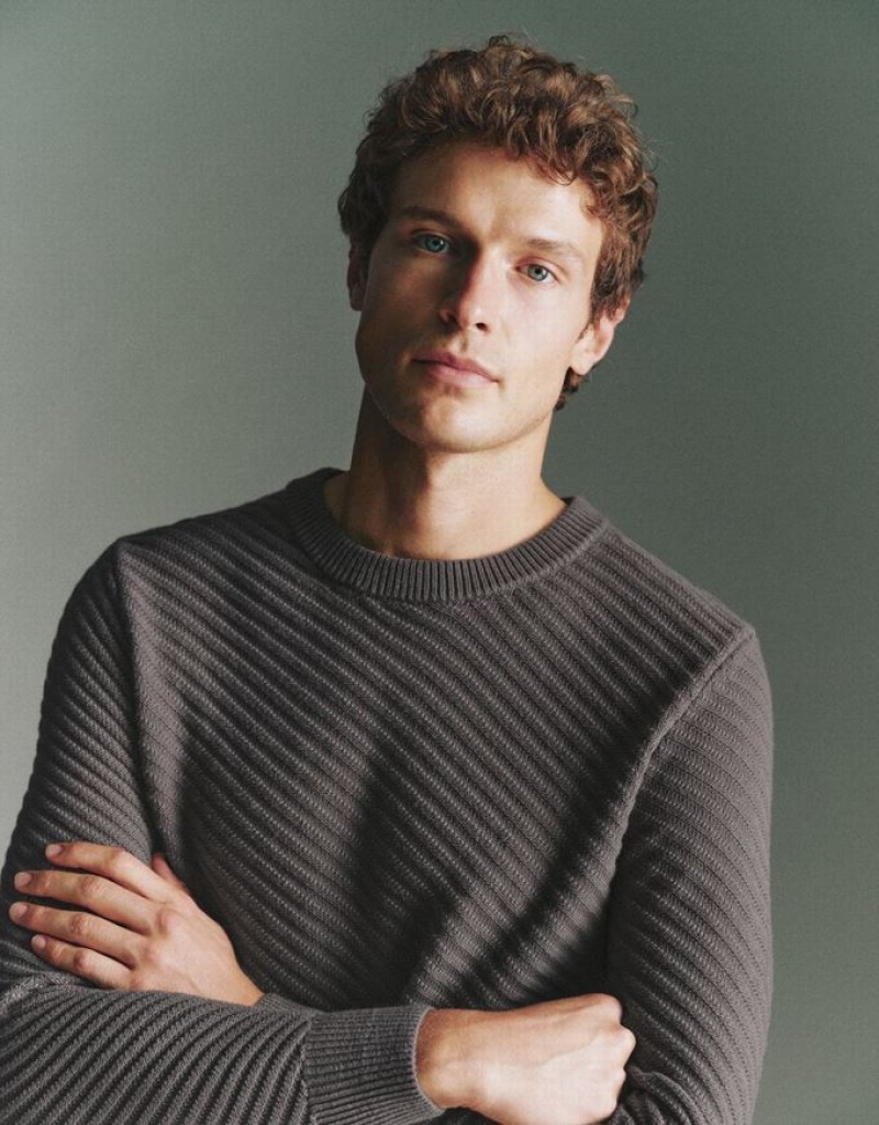 Green Urban Revivo Knitted Men's Cardigan | HZTCFA-713