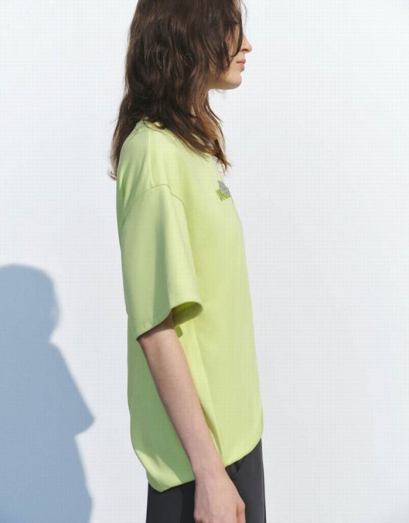 Green Urban Revivo Letter Printed Loose Women's Sweatshirts | SZHXOP-754