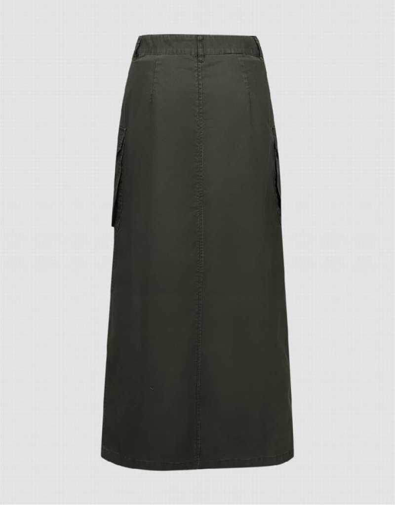 Green Urban Revivo Maxi A-Line With Belt Women's Skirts | VDJHIT-185