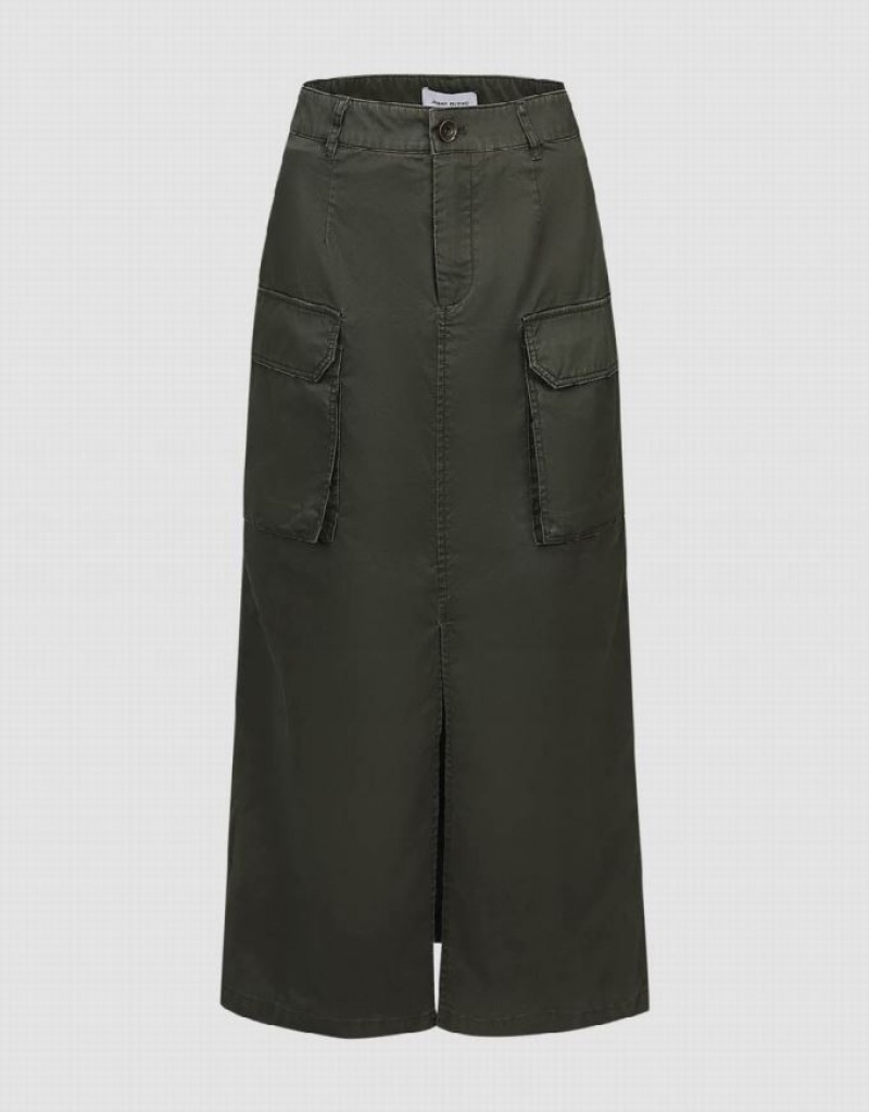 Green Urban Revivo Maxi A-Line With Belt Women\'s Skirts | VDJHIT-185