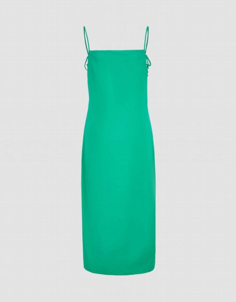 Green Urban Revivo Off-Shoulder Skinny Cami Women's Dress | KRHSAG-487