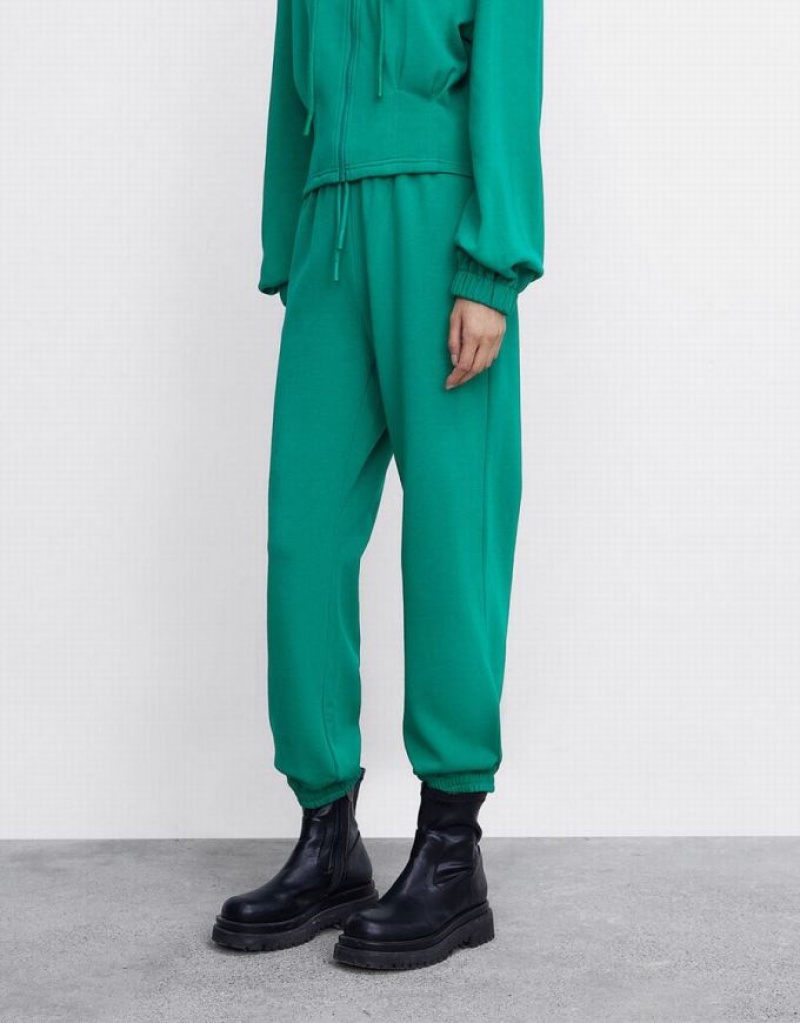 Green Urban Revivo Plain Drawstring Waist Women's Joggers | FMHSKP-435