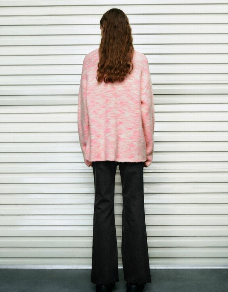 Green Urban Revivo Printed Crew Neck Knitted Women's Cardigan | XEDUTZ-729