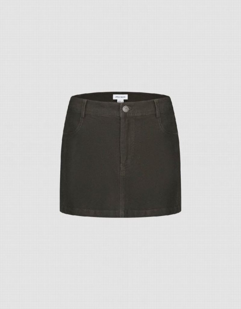 Green Urban Revivo Raw Hem Mini Straight Women\'s Skirts | MJBQLD-715