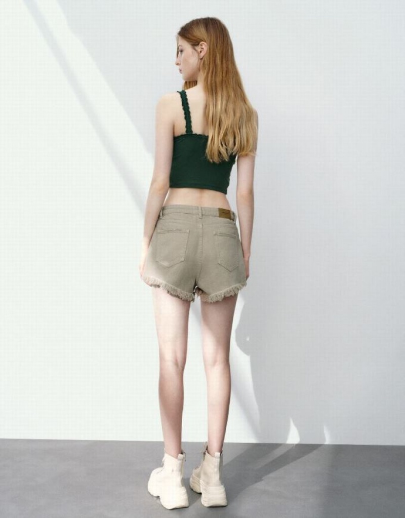 Green Urban Revivo U Neck Skinny Women's Tank Top | PFCTJU-064