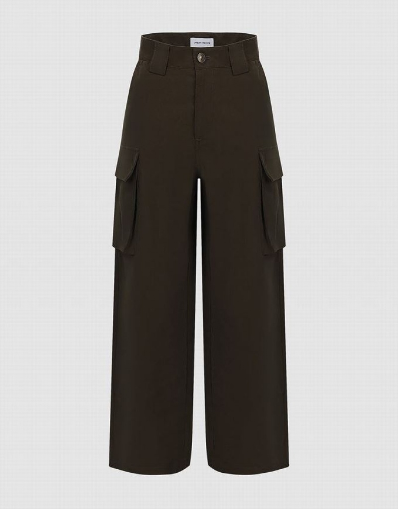 Green Urban Revivo Wide-Leg Women\'s Pants | LWIDUF-148