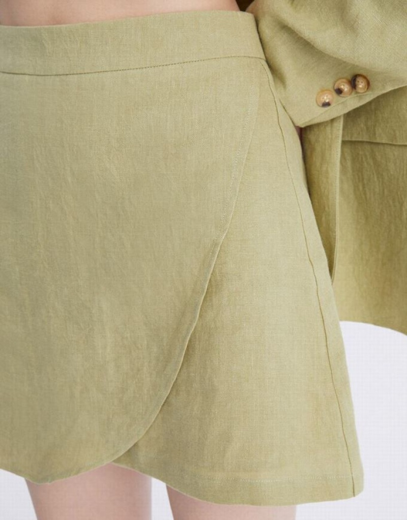 Green Urban Revivo Wrap Women's Skirts | PDXNUO-967
