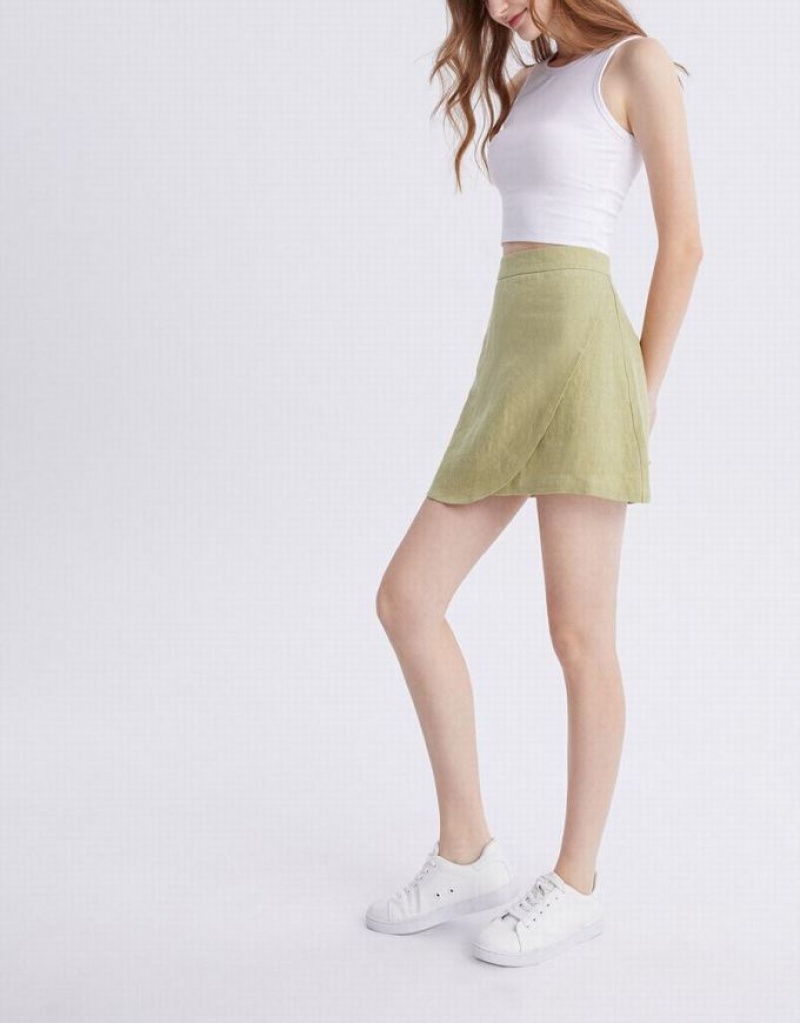 Green Urban Revivo Wrap Women's Skirts | PDXNUO-967