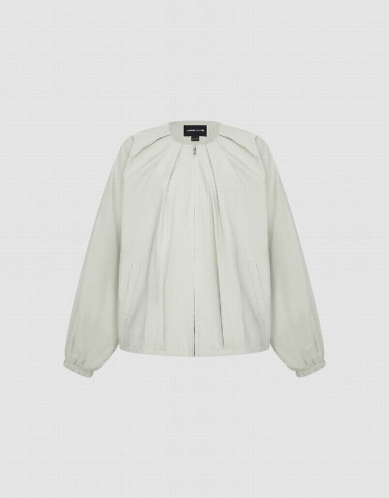 Green Urban Revivo Zipper Front Metallic Women's Jacket | PKODVW-524