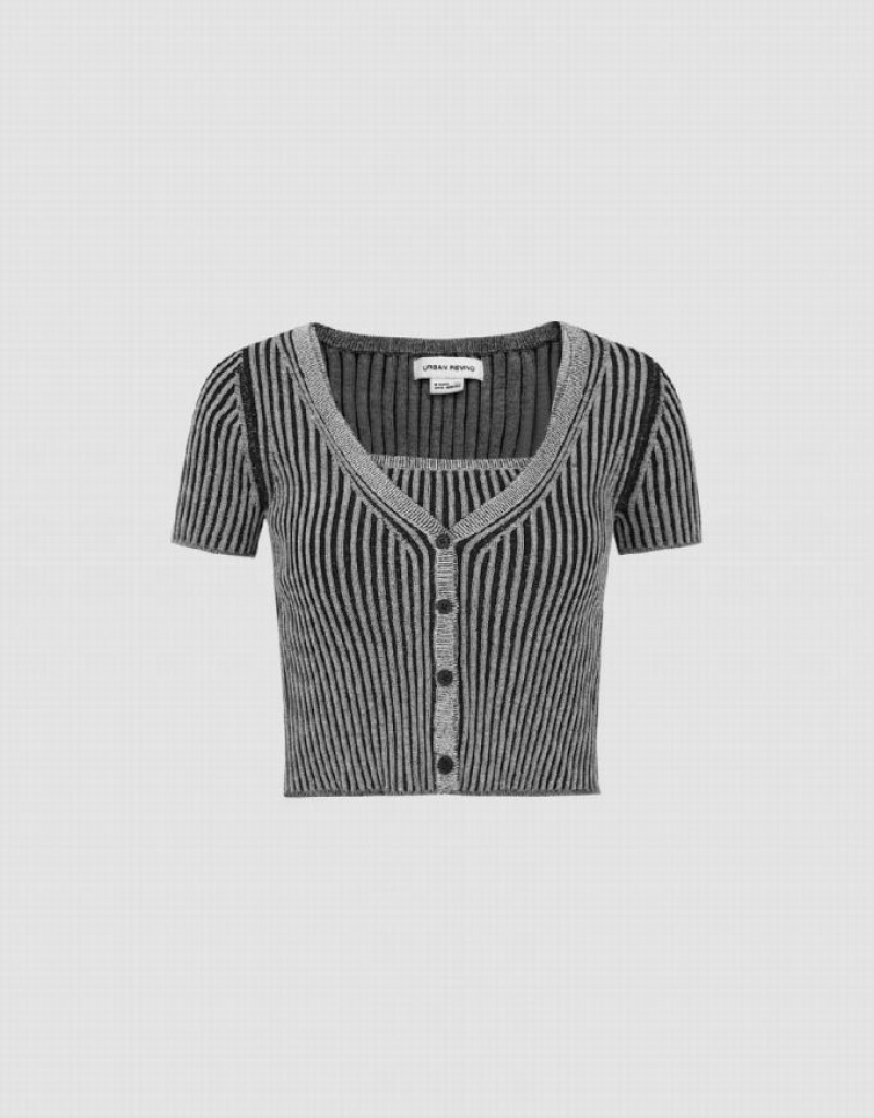 Grey Urban Revivo 2 In 1 Knitted Women's Cardigan | HCZKMO-602