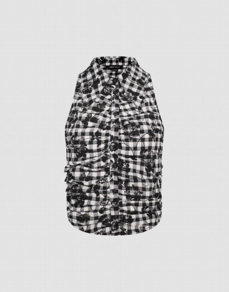 Grey Urban Revivo Checkered Straight Women's Shirts | OVSTLB-530