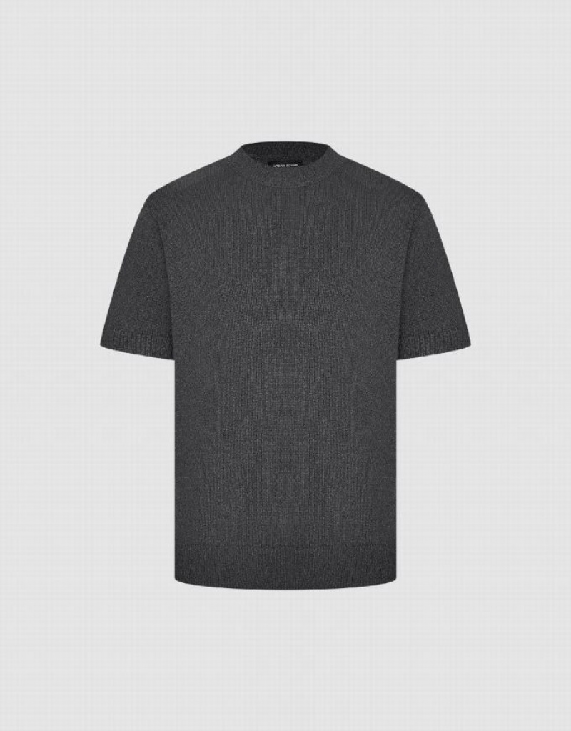 Grey Urban Revivo Crew Neck Knitted Men's Cardigan | XODHJI-597
