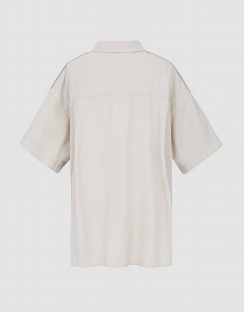 Grey Urban Revivo Drop Shoulder Short Sleeve Women's Shirts | XUKPID-819