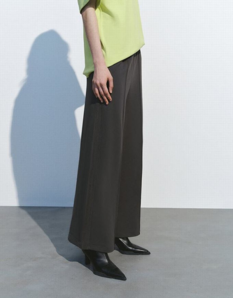 Grey Urban Revivo Elastic Waist Knitted Straight Women's Pants | FRTSHP-691