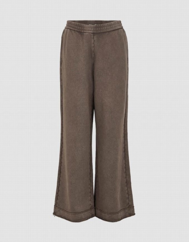 Grey Urban Revivo Elastic Waist Knitted Wide-Leg Women\'s Pants | IXEVDO-871