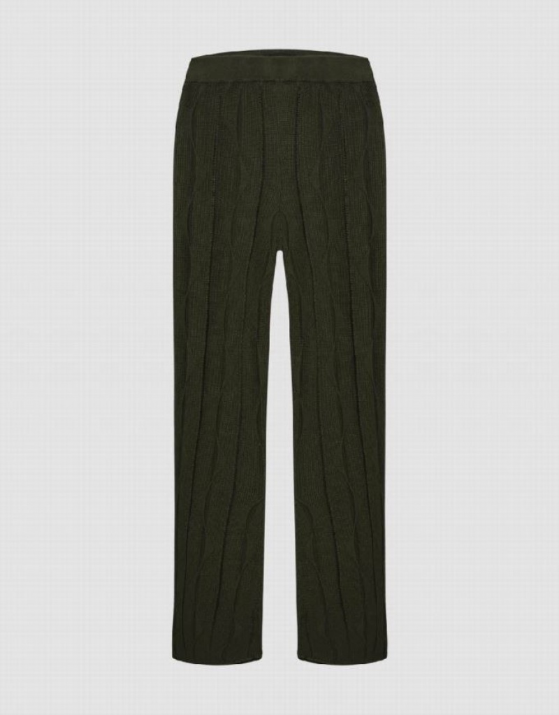 Grey Urban Revivo Embossed Flare Knitted Women\'s Pants | IDQCFE-824