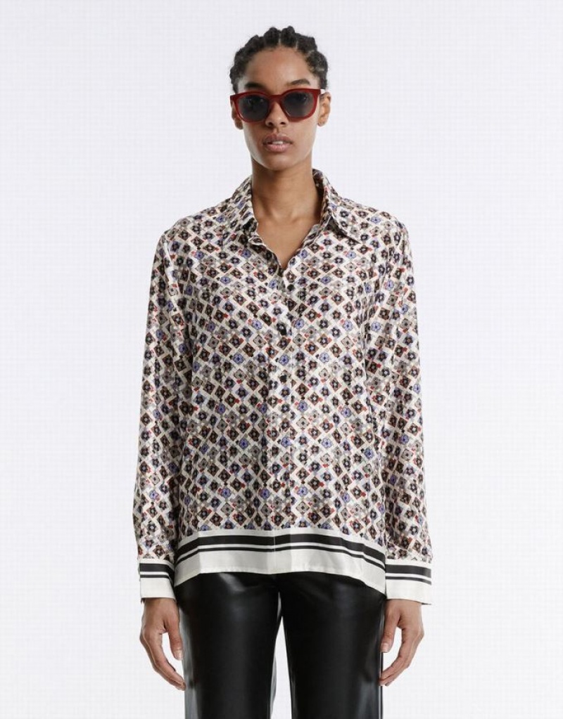 Grey Urban Revivo Geometric Button Up Women's Shirts | PELTHM-643