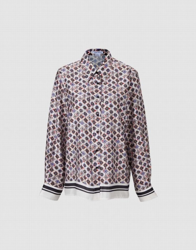 Grey Urban Revivo Geometric Button Up Women\'s Shirts | PELTHM-643