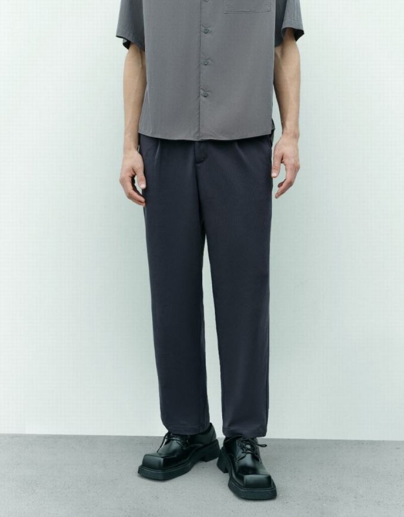 Grey Urban Revivo Loose Straight Men's Pants | HMVGOX-420