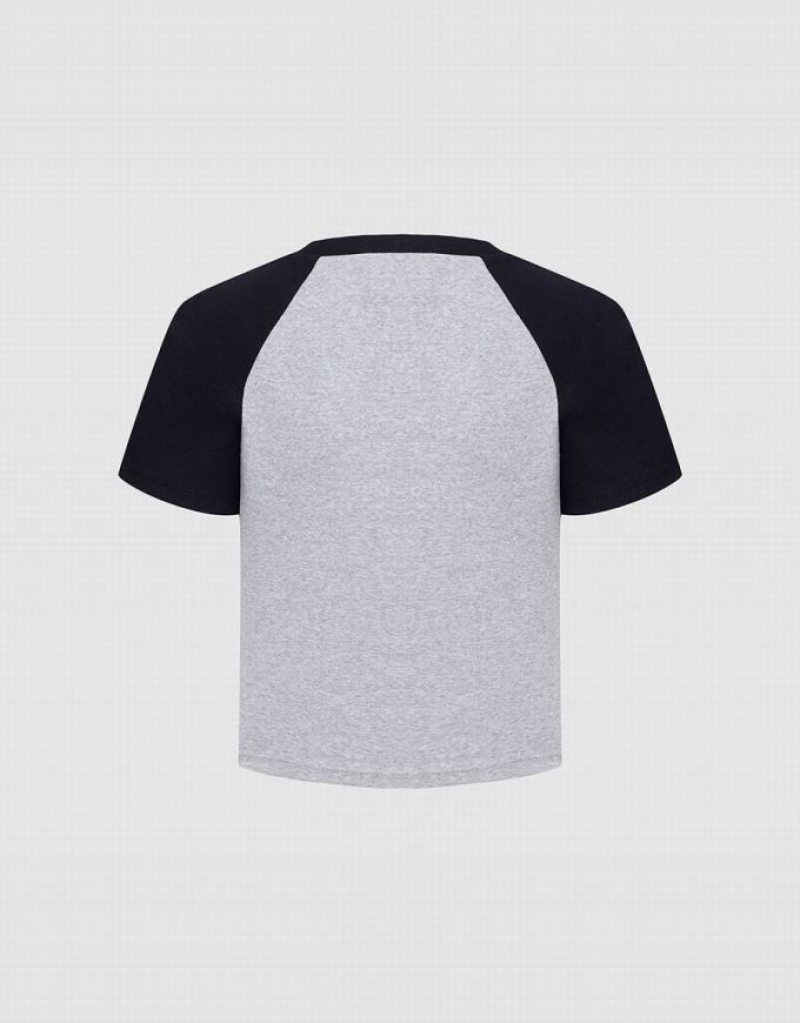 Grey Urban Revivo Minions Raglan Women's T-Shirts | RCTJSO-345