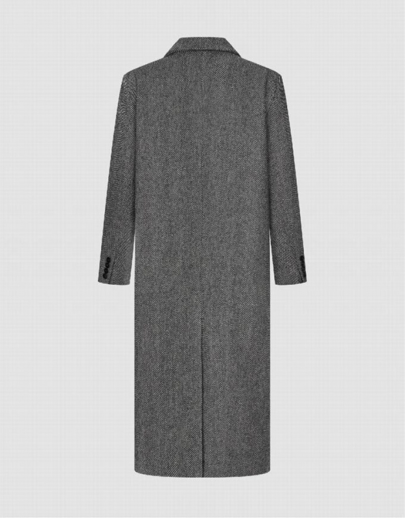 Grey Urban Revivo Notch Lapel Single Breasted Men's Coats | ZLBIHE-782