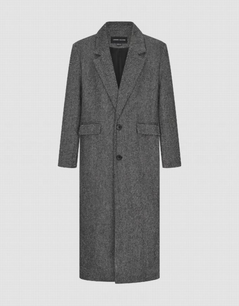 Grey Urban Revivo Notch Lapel Single Breasted Men's Coats | ZLBIHE-782