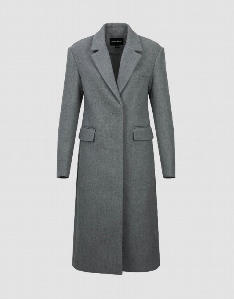 Grey Urban Revivo Notch Lapel Women's Coats | LVEQXH-518