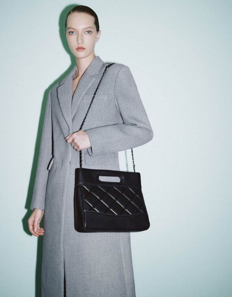 Grey Urban Revivo Notch Lapel Women's Coats | LVEQXH-518