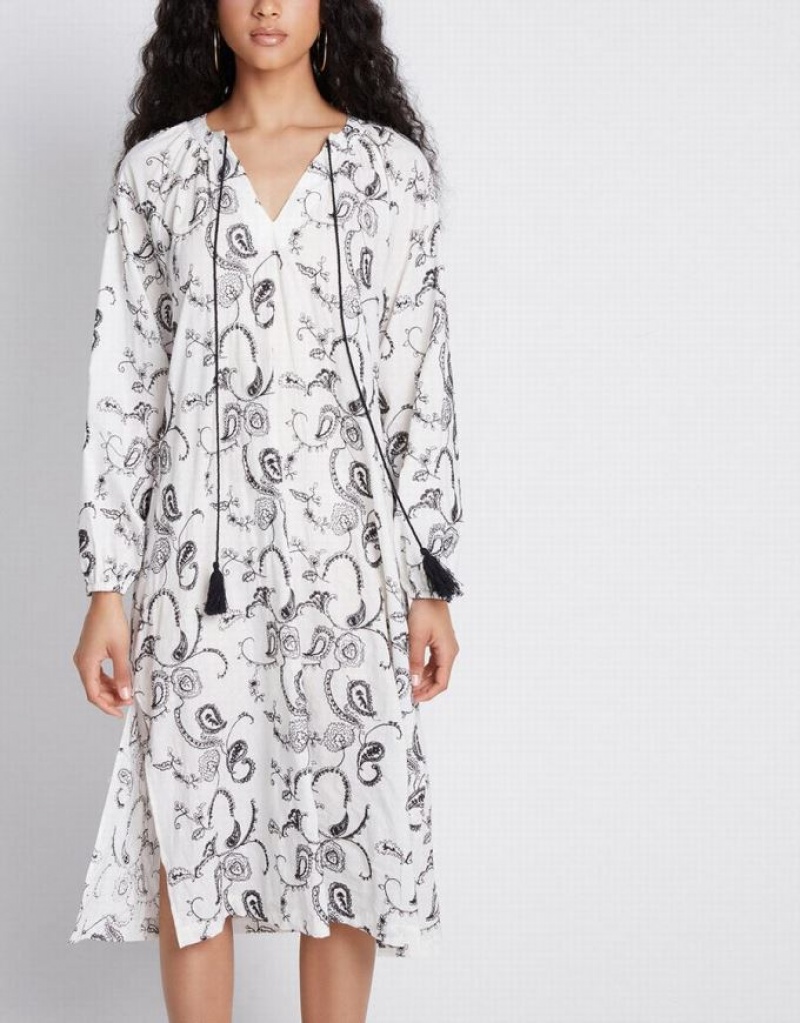 Grey Urban Revivo Paisley Split Hem Midi Women's Midi Dress | RAVUXP-849