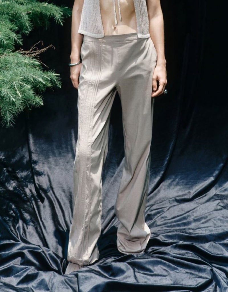 Grey Urban Revivo Straight Women's Pants | INCJZQ-043